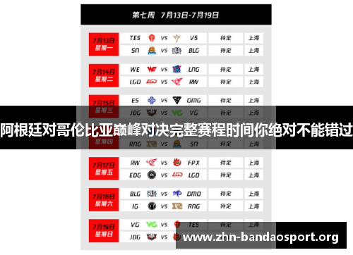 阿根廷对哥伦比亚巅峰对决完整赛程时间你绝对不能错过 阿根廷对哥伦比亚巅峰对决完整赛程时间你绝对不能错过
